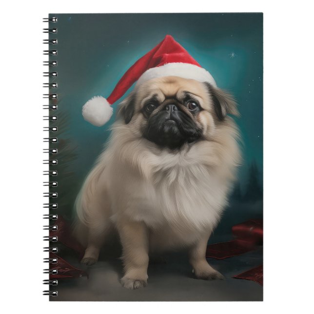 Pekingeserhund i snö jul anteckningsbok (Framsidan)