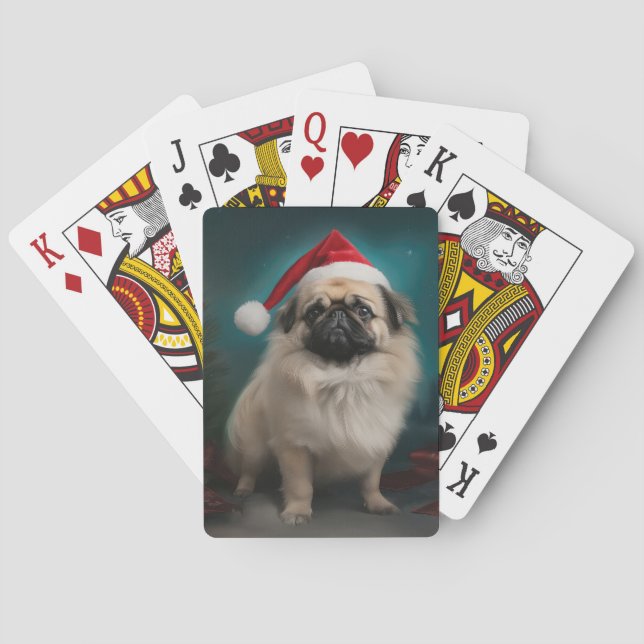 Pekingeserhund i snö julen casinokort (Baksidan)