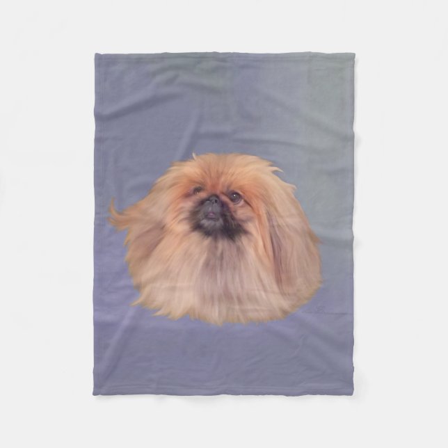 Pekingeserhund på blå fleecefilt (Framsidan)