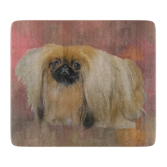 Pekingeserhund på lila abstrakt (Framsidan)