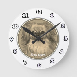 Pekingeserhundurklocka Rund Klocka