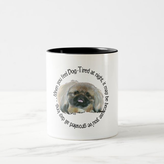 Pekingeserörelse - Hundtrött? Två-Tonad Mugg (Center)