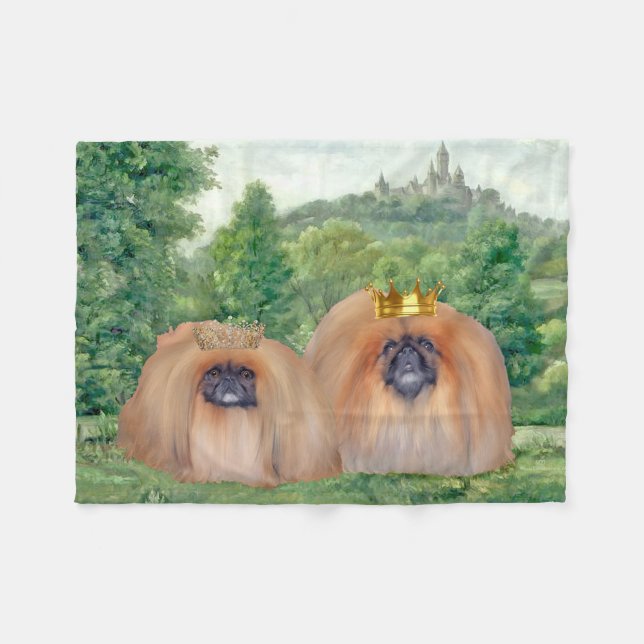 Pekingeseroyalitet Fleecefilt (Framsidan (Horisontell))