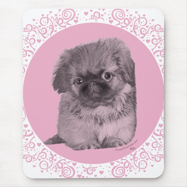 Pekingeservalp i rosa musmatta (Framsidan)