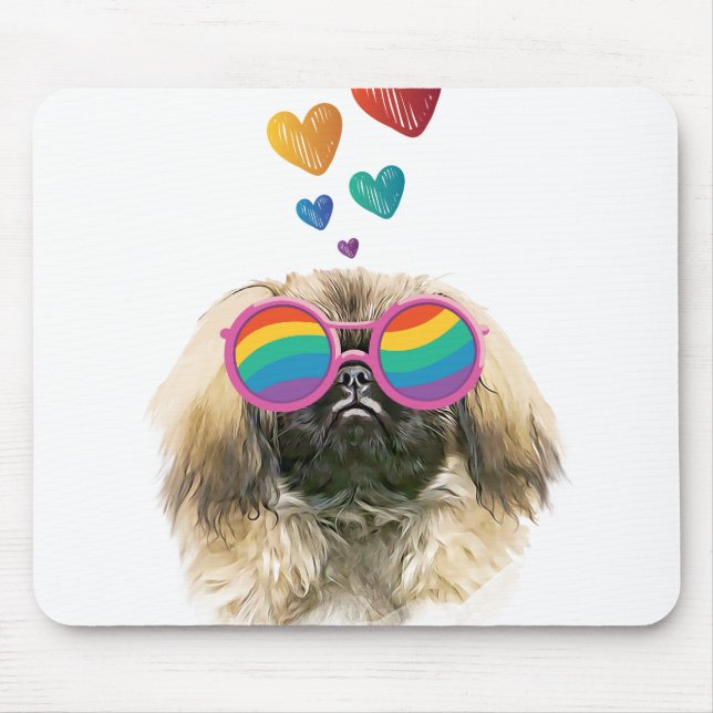Pekingesisk Hund med hjärtans Alla hjärtans dag Musmatta (Framsidan)