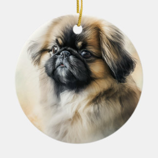 Pekingesisk marionettfärgning julgransprydnad keramik