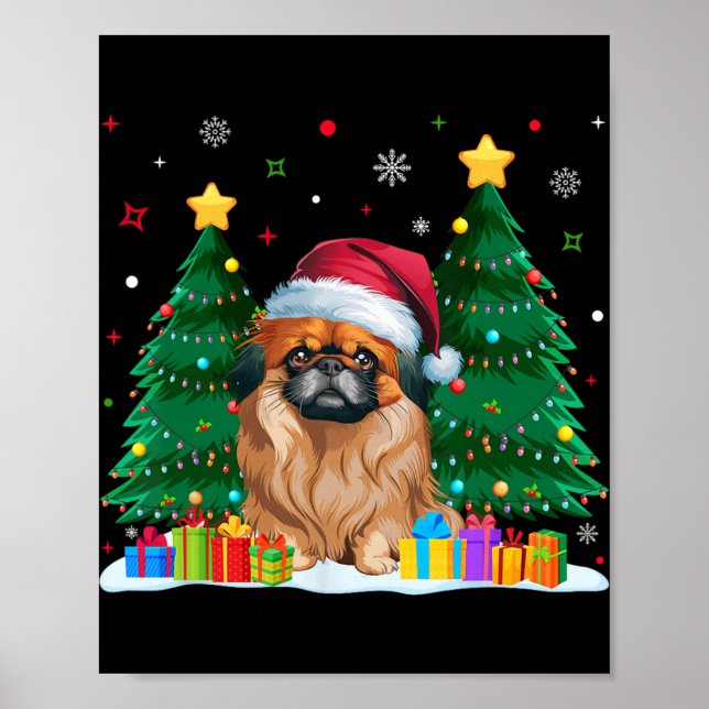 Pekingesiska Hundälskare Santa Hat Ugly jul Swea Poster (Framsidan)