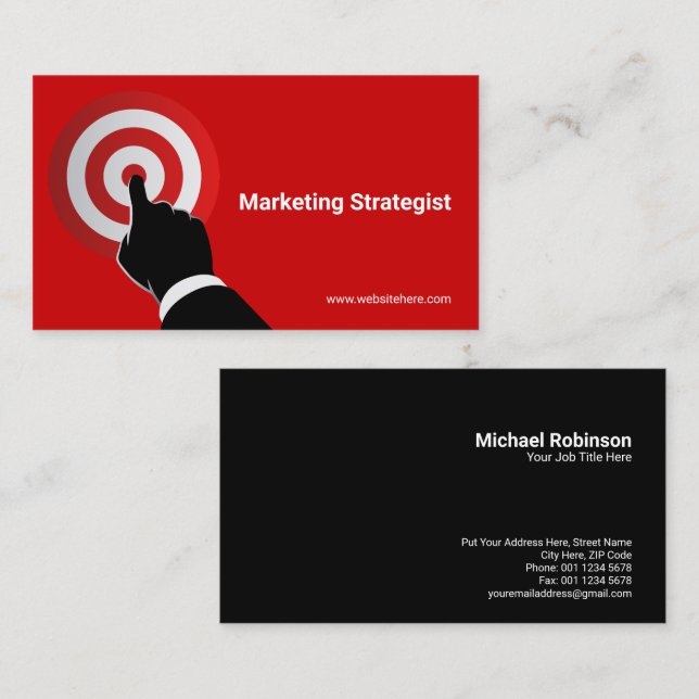 Pekingmål | Fokus och måluppfyllelse | Röd Visitkort (Fram/baksida)