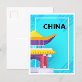 Pekings China Art Travel Illustration Vykort