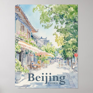Pekings China - färgsfärgmålning - resning Poster