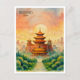 Pekings China förbjuden: Watercolor Helg Vykort