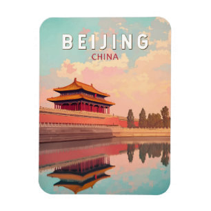 Pekings China Illustration Travel Art-Vintage Magnet