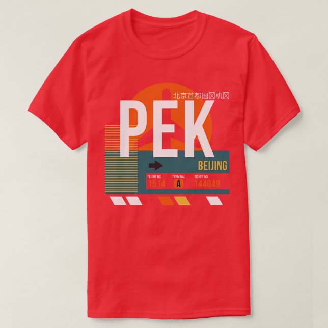 Pekings Märkre om flygplatskod för bagage T Shirt (Design framsida)