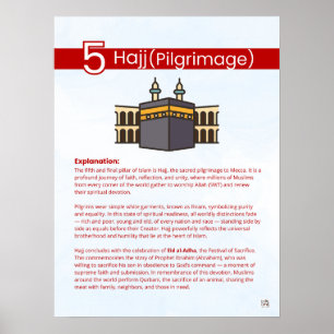 Pelare inom islam - Hajj (Pilgrimsfärd) Röd Poster