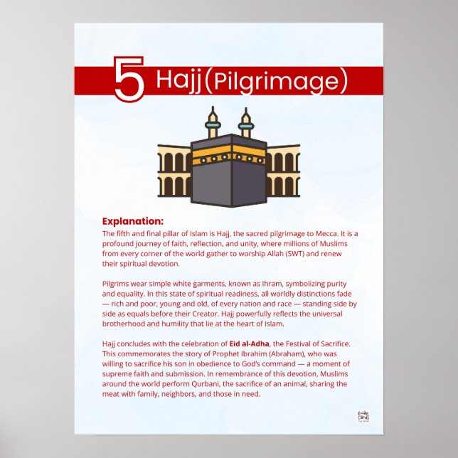 Pelare inom islam - Hajj (Pilgrimsfärd) Röd Poster (Framsidan)