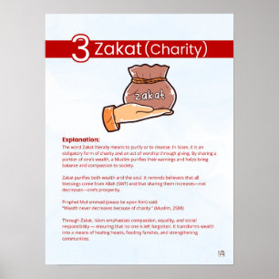 Pelare inom islam - Zakat (Välgörenhet) Röd Poster