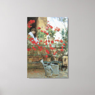 Pelargoner av Childe Hassam Canvastryck