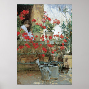 Pelargoner av Childe Hassam, vintageImpressionism Poster