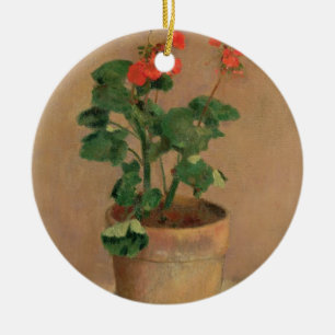 Pelargoner i en kruka, c.1905 (olja på kanfas) julgransprydnad keramik