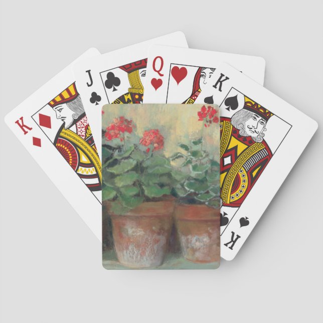 Pelargoner i krukar spel kort (Baksidan)