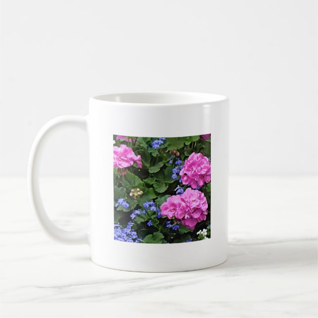 Pelargoner och Vinca Kaffemugg (Vänster)