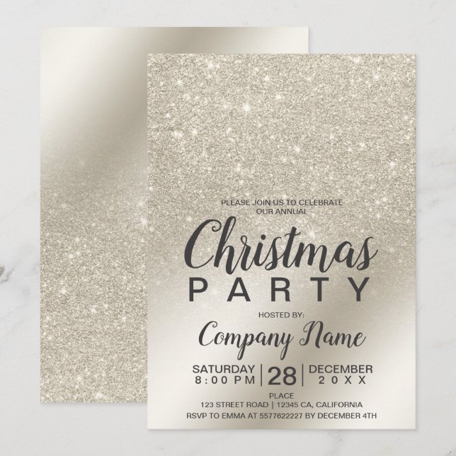 Pelarl av elfenben från glitter ombre inbjudningar (Fram/baksida)