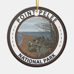 Pelee National Park Travel Art Vintage Badge Julgransprydnad Keramik