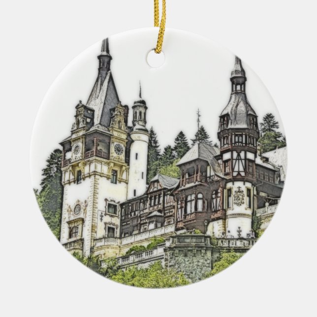 Peles Castle Rumänien Jul Helgdag Julgransprydnad Keramik (Framsidan)