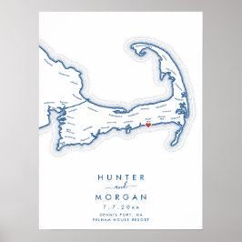 Pelham House Resort Bröllop Navy Gästbok Poster