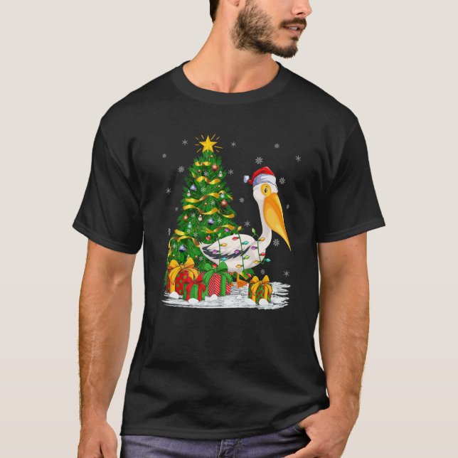 Pelican Bird Älskare-familjen Matching Santa Pelic T Shirt (Framsida)