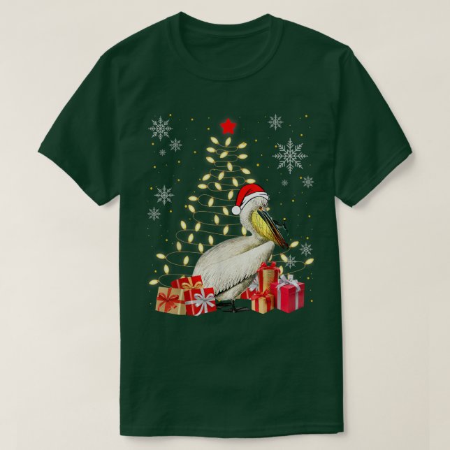 Pelican Bird Älskare Julafton Pelican Julgran T Shirt (Design framsida)