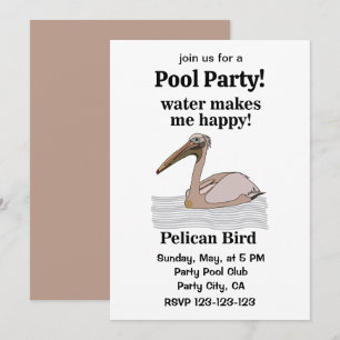 Pelican Bird Beach Bassäng Party Inbjudningar
