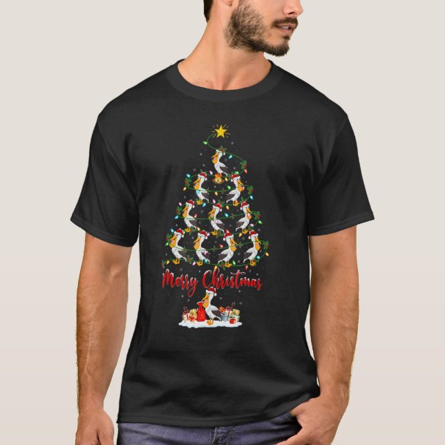 Pelican Bird Christmas Tree Lights Santa Pelican X T Shirt (Framsida)