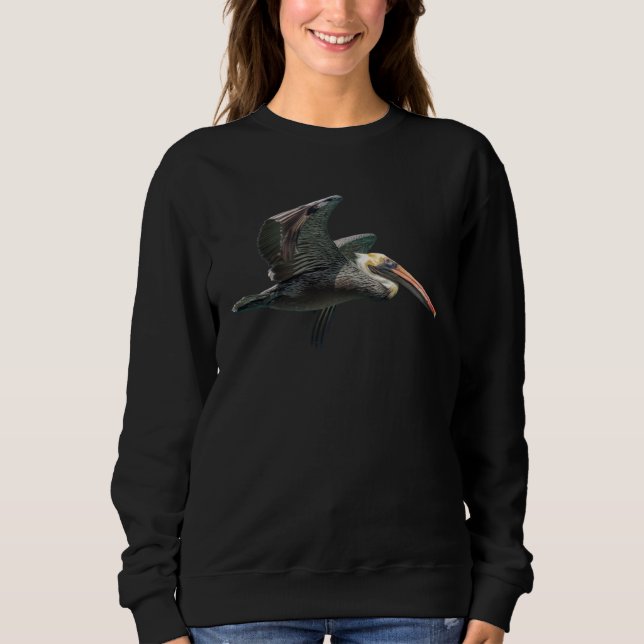 Pelican Bird Flying Soaring Seabird Beach Nature L T Shirt (Framsida)