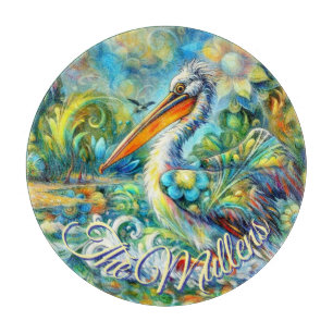 Pelican Bird in Wonderland Blommigt Personlig