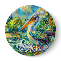 Pelican Bird in Wonderland Blommigt Personlig