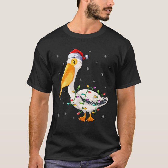 Pelican Bird Julafton Lighting Santa Hat Pelican C T Shirt (Framsida)