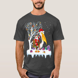 Pelican Bird Lover Xmas Gift Santa Riding T Shirt