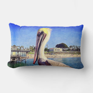 Pelican Bird Ocean Beach Pier Photo Modern djet Lumbarkudde