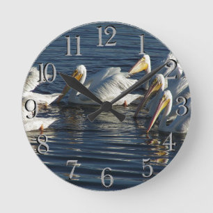 Pelican Bird Swimming Wildlife Animal Wall Clock Rund Klocka