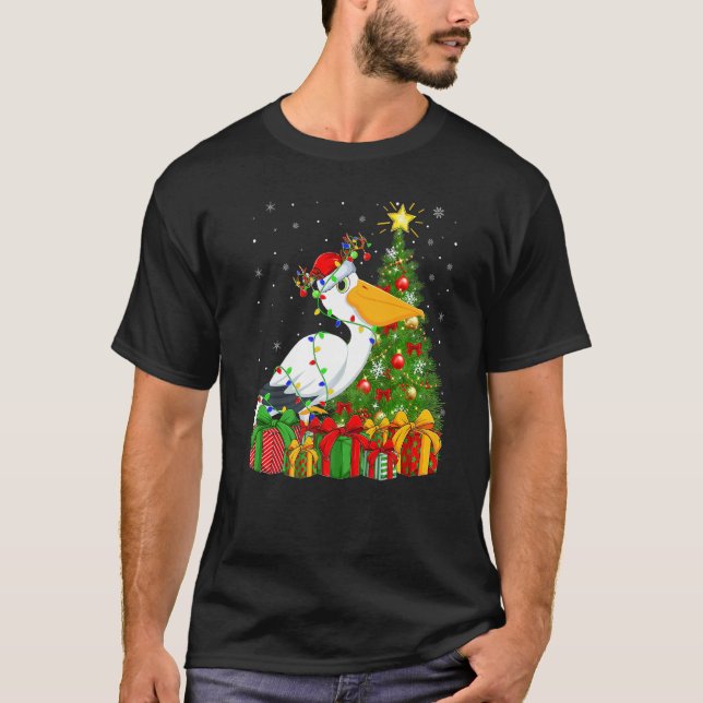 Pelican Bird  Xmas Holiday Santa Pelican Christmas T Shirt (Framsida)