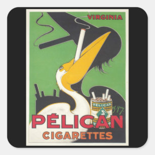 Pelican Cigs - Vintage Cigarettes Fyrkantigt Klistermärke