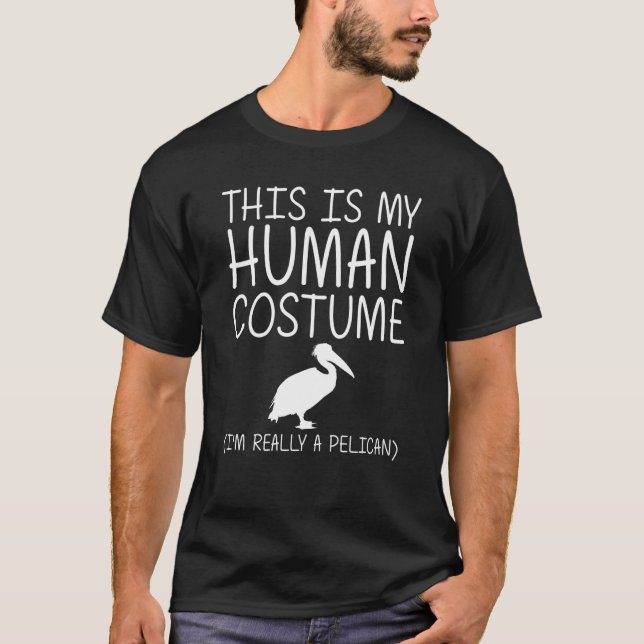 Pelican Easy Halloween Human Costume Bird Heron DI T Shirt (Framsida)