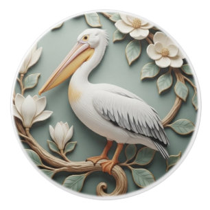 Pelican Fågel Art Nouveau Falsk Relief Mint Knopp