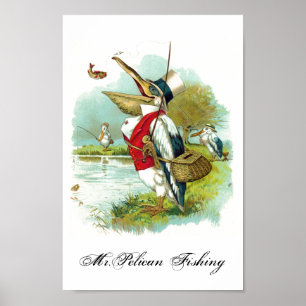 PELICAN FISHING POSTER