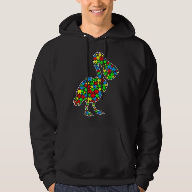 Pelican Funny Puzzle Animals Autism Awareness Hoodie (Framsida)