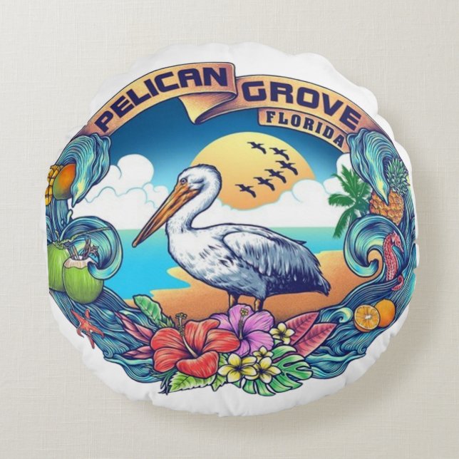 "Pelican Grove, Florida: där det råder lugn Rund Kudde (Framsidan)