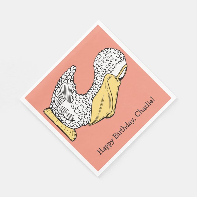 Pelican illustration anpassningsbar text pappra bl pappersservett (Hörn)