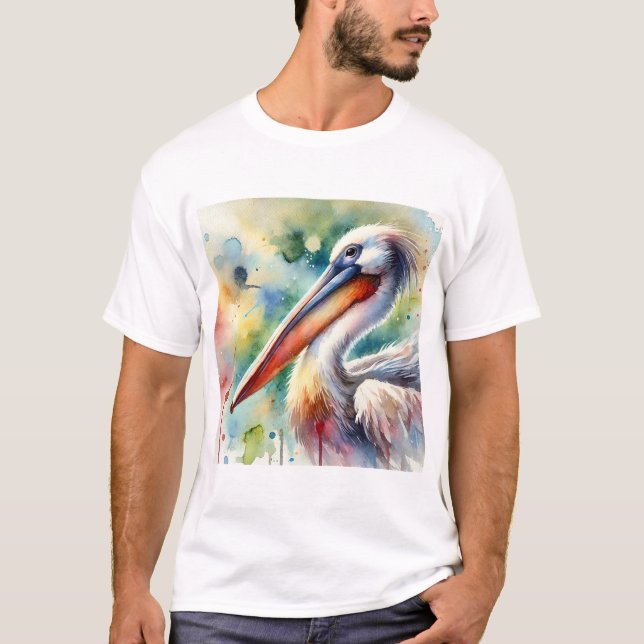 Pelican in Serenity 210724AREF108 - Watercolor T Shirt (Framsida)