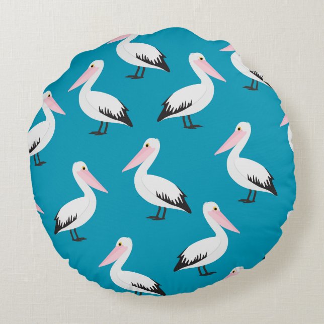 Pelican mönster rund kudde (Baksidan)